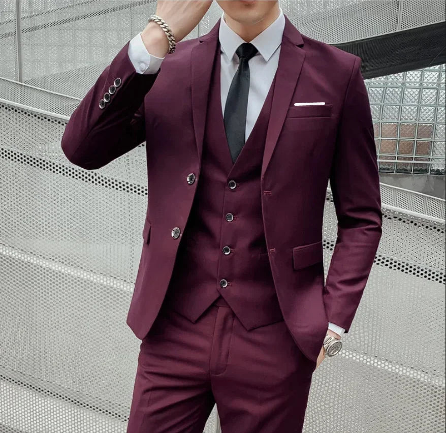 traje de boda informal de estilo británico de negocios de caballero a la moda para presentador de banquete de color sólido