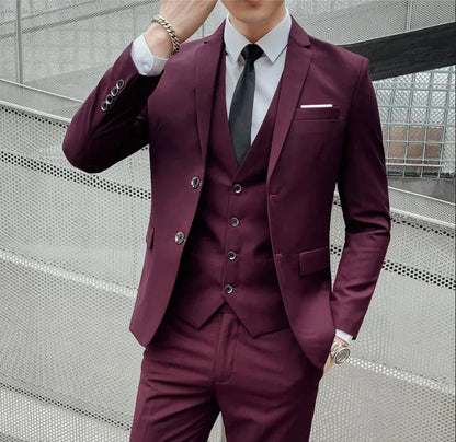 traje de boda informal de estilo británico de negocios de caballero a la moda para presentador de banquete de color sólido