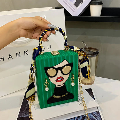 Women Hard Leather Evening Bags High Quality Hip Hop Party Shoulder Bag Luxury Designer Handbag