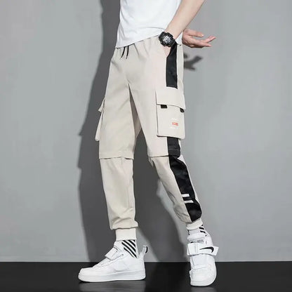 Pantalones holgados, versátiles, de color liso y talla grande para hombre