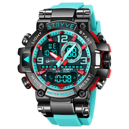 Relojes, reloj de moda para hombre, reloj resistente al agua hasta 5atm para hombre, correa de silicona con movimiento Digital-analógico de alta calidad