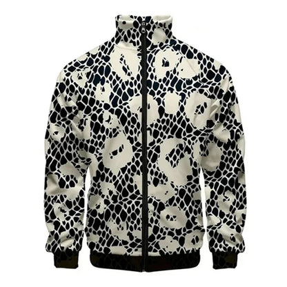 Chaqueta unisex con cremallera de piel de serpiente de tigre impresa  para hombres, abrigo de manga larga con patrón de Animal fresco, chaquetas sueltas con personalidad, Top de ropa de calle
