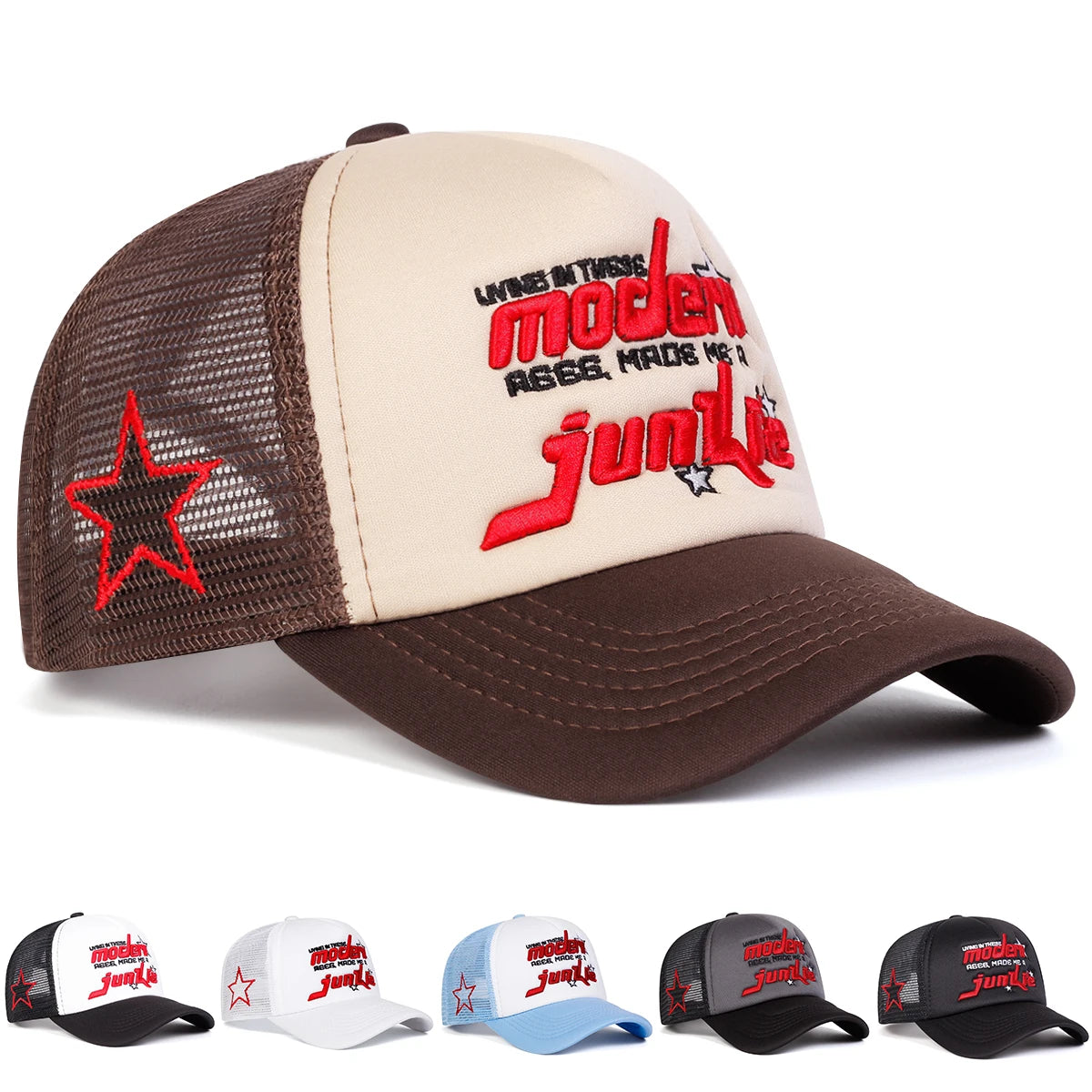 Gorras de red de béisbol con bordado modernas Unisex, sombreros casuales ajustables para exteriores para primavera y verano