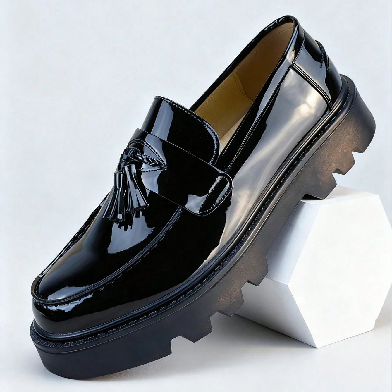 zapatos de vestir de negocios sin cordones para caballero, zapatos negros formales con hebilla brillante para fiesta