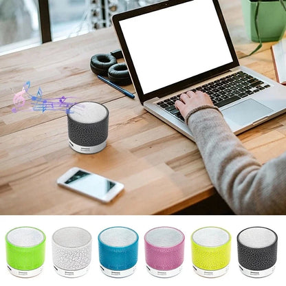 Mini haut-parleur Bluetooth sans fil, haut-parleur LED coloré, caisson de basses TF, haut-parleurs stéréo d'extérieur, colonne de son de musique MP3 pour smartphone 