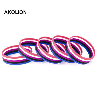 1pc Genderfluid Pride Silicone Bracelets Gay Lesbian Jewelry Wristbands 