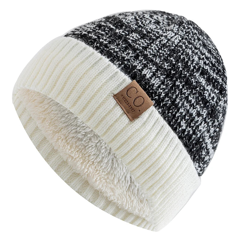 sombreros de invierno Unisex de dos tonos, añaden forro de piel, gorro cálido a la moda para hombres y mujeres