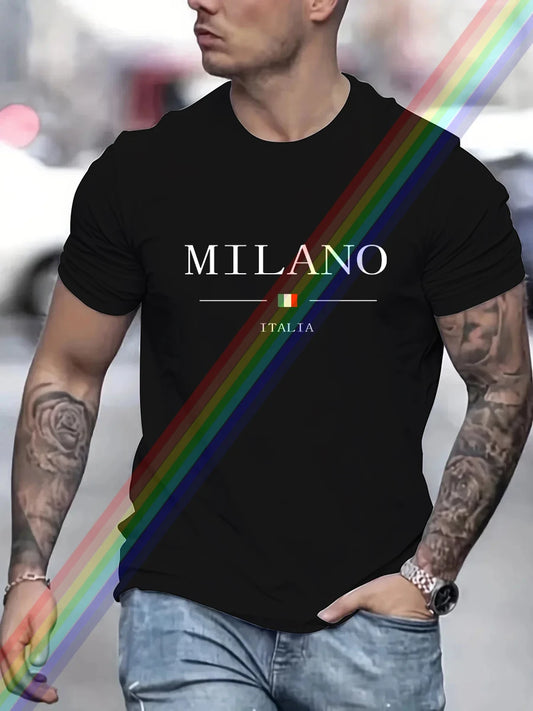 Camiseta informal de manga corta de algodón con estampado de letras Milano para hombre y mujer, ropa de verano, moda urbana