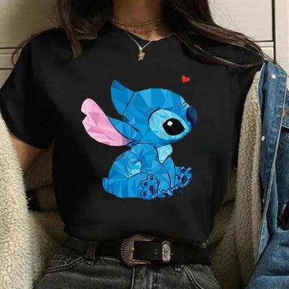 Camiseta divertida de dibujos animados de Stitch de Disney de los años 90 para mujer, camiseta de Lilo y Stitch, camiseta gráfica, ropa de calle, camisetas, ropa femenina