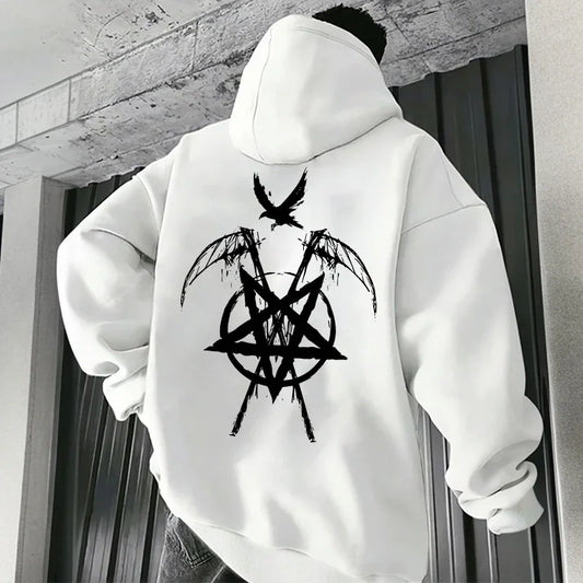 sudaderas con capucha de moda para hombre con estampado de pentagrama de Satán Otoño Invierno ropa deportiva Casual moda urbana sudaderas con capucha para hombre Top prendas de vestir