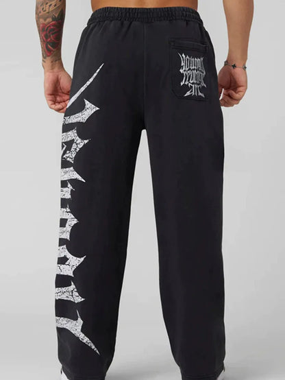 Nuevos pantalones de chándal de moda para jóvenes americanos, pantalones casuales de pierna ancha con estampado de rizo de algodón para correr de anime, pantalones de calle