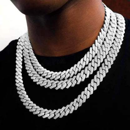 Cuban Link Chain Necklace with Rhinestones for Men and Women, Iced Out Necklace 