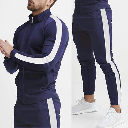 Conjunto deportivo de 2 piezas para hombre, ropa informal de cuello alto, a la moda, para primavera y otoño