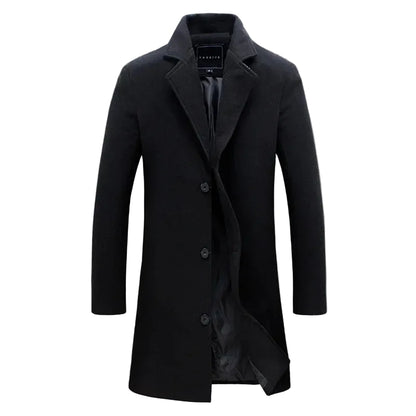 nuevo abrigo largo de algodón nueva mezcla de lana Color puro Casual moda de negocios ropa de hombre chaqueta cortavientos delgada