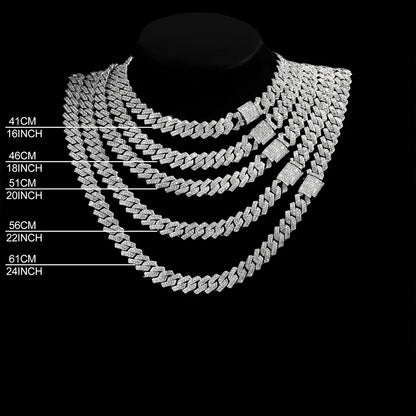 Cuban Link Chain Necklace with Rhinestones for Men and Women, Iced Out Necklace 