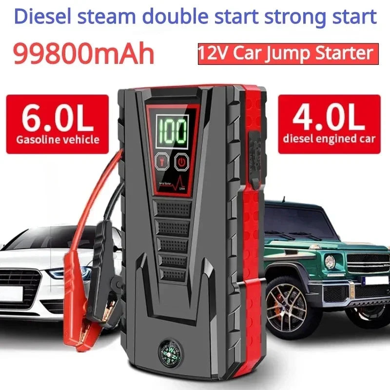 Arrancador de batería de coche portátil, dispositivo de arranque de emergencia de 99800mAh, 2500A, 12V