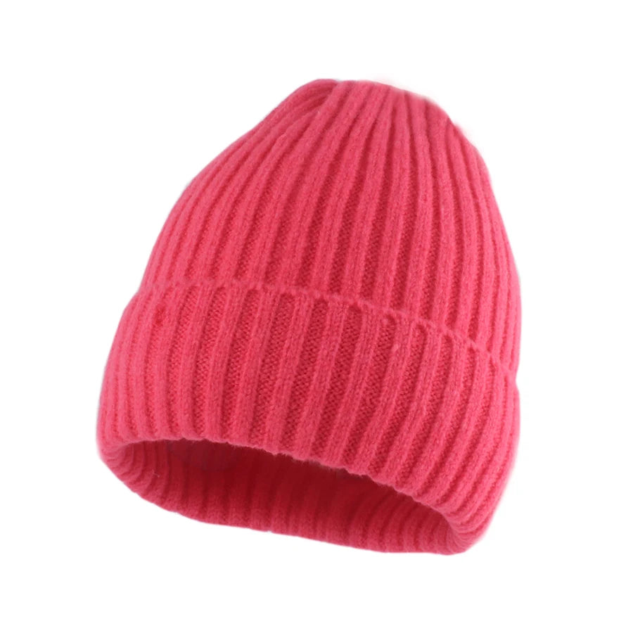 Gorro con puños de invierno para mujer, gorros elásticos de punto suaves y cálidos Unisex, gorro de esquí para exteriores, ropa de calle de moda