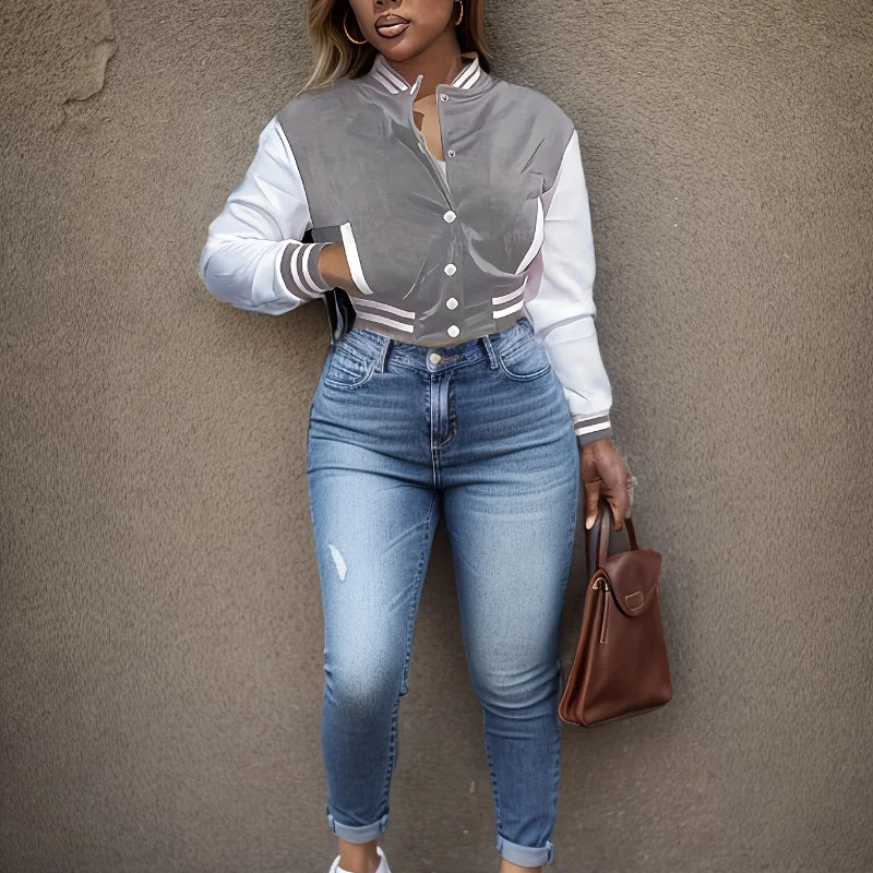 Veste de baseball à simple boutonnage pour femme de style européen et américain de printemps et d'automne