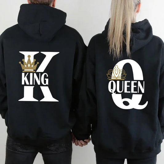 sudaderas con capucha para hombre y mujer, sudaderas con estampado de King Queen, ropa informal versátil para parejas, jersey diario para Otoño e Invierno