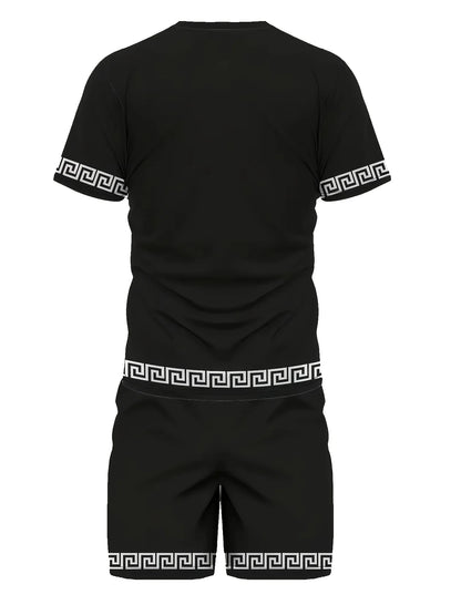 Verano nuevo traje de hombre estampado conjunto de mangas cortas y pantalones cortos para hombre Camiseta casual de verano para uso diario para hombre