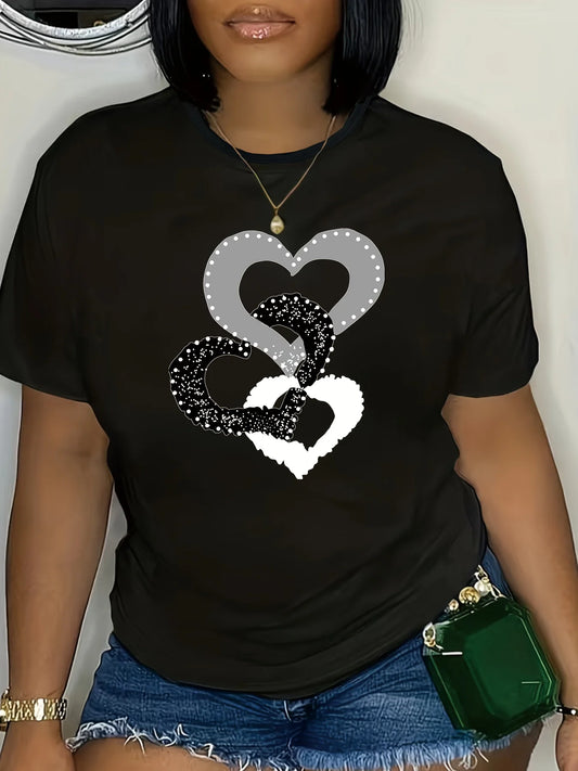 Camiseta holgada de manga corta con cuello redondo informal de gran tamaño con estampado de dibujos animados para mujer de verano
