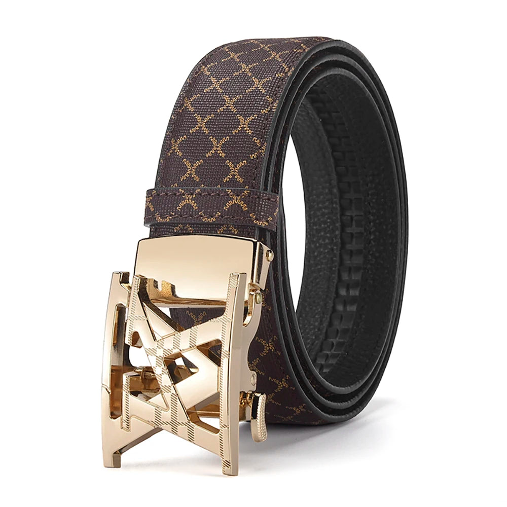 Cinturón a la moda para hombre, cinturón con hebilla automática de negocios de alta calidad