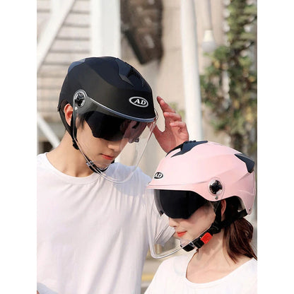 Casques de moto avec lumières LED, casque de cyclomoteur électrique pour hommes et femmes avec double visière, éclairage de vélo rechargeable, vélo