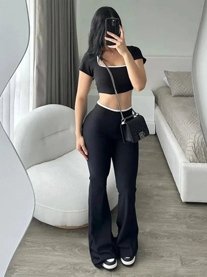Nuevo conjunto estilo deportivo informal de Color puro, pantalones ajustados de manga corta