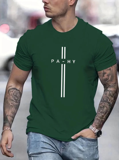 Camiseta de manga corta para hombre, cuello redondo, estampado de letras, cómoda, informal, de verano, talla holgada.