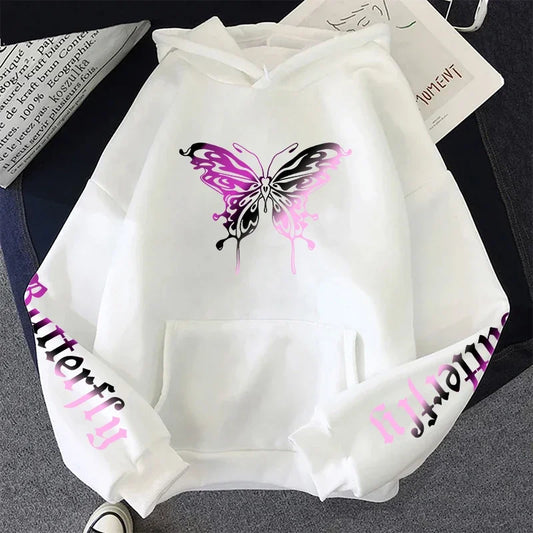 Sudadera con capucha  estampado de mariposas para mujer, abrigo informal para todas las estaciones, jersey de moda para uso diario, sudaderas con capucha cómodas para el hogar y al aire libre