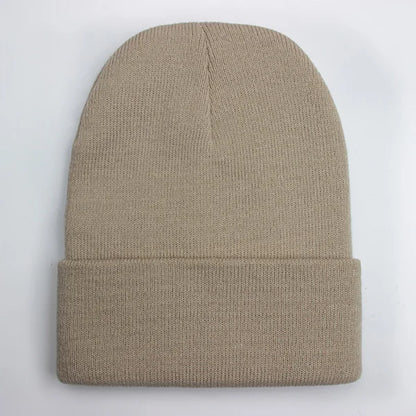 Gorro Unisex liso Otoño Invierno mezclas de lana Gorro de punto suave y cálido hombres mujeres