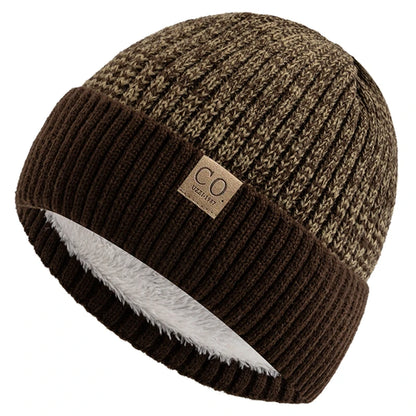 sombreros de invierno Unisex de dos tonos, añaden forro de piel, gorro cálido a la moda para hombres y mujeres
