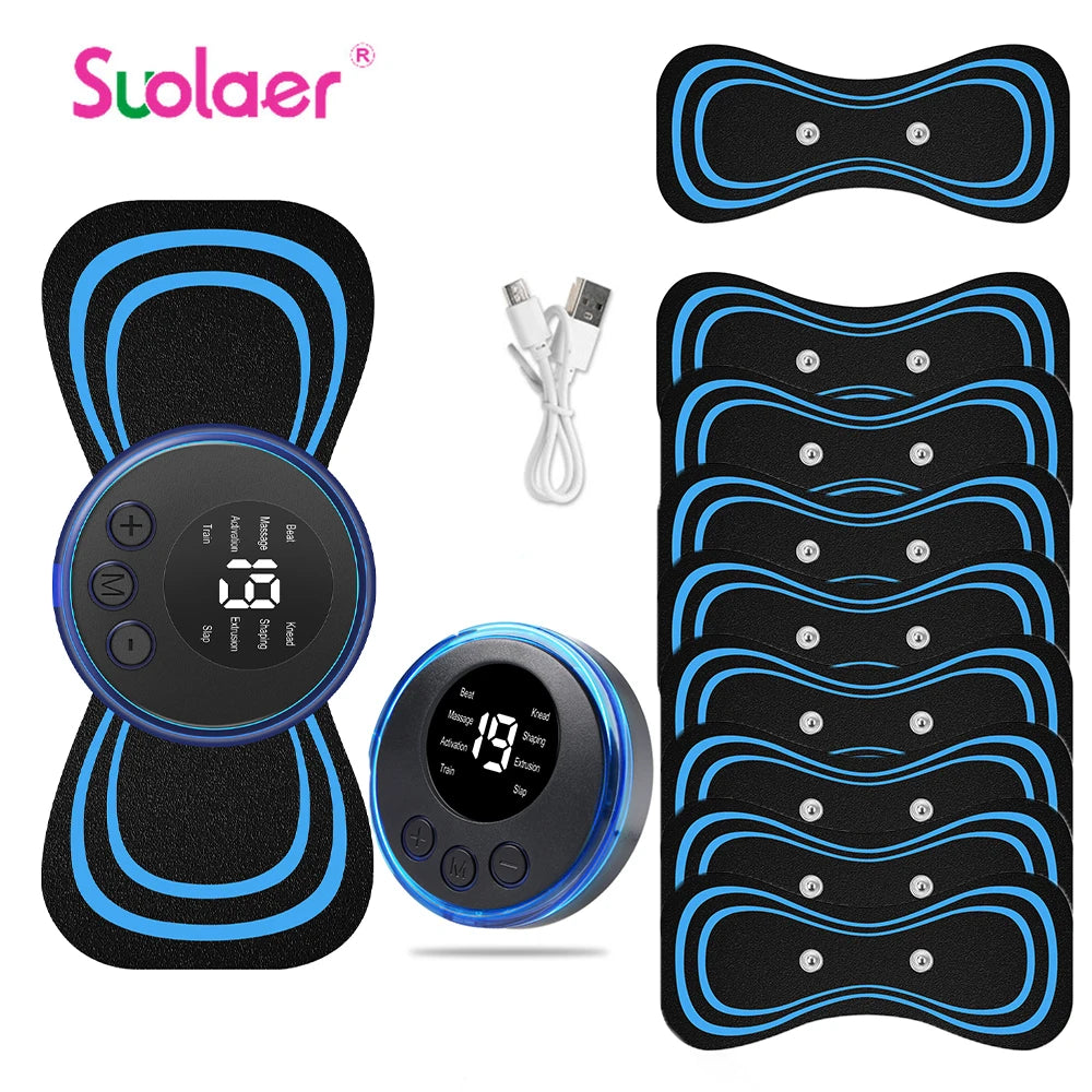 Mini masseur de cou EMS portable, civière électrique pour le cou pour soulager les douleurs musculaires cervicales et le patch de massage de relaxation des épaules 