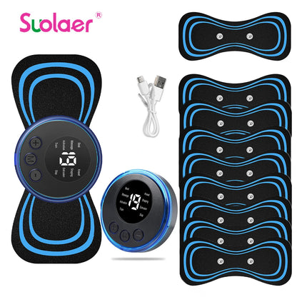 Mini masseur de cou EMS portable, civière électrique pour le cou pour soulager les douleurs musculaires cervicales et le patch de massage de relaxation des épaules 