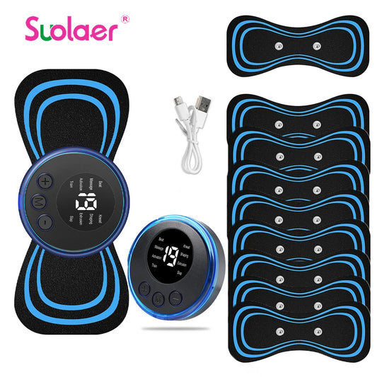 Mini masseur de cou EMS portable, civière électrique pour le cou pour soulager les douleurs musculaires cervicales et le patch de massage de relaxation des épaules 