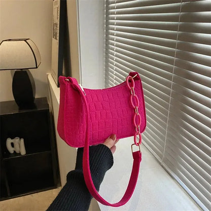 Bolso de mano de lujo con diseño de axila de fieltro para mujer