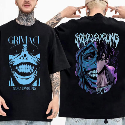 Camiseta de anime japonés Solo Leveling para hombre, camisetas gráficas de dibujos animados de Sung Jinwoo, camiseta Harajuku de manga corta de algodón de alta calidad