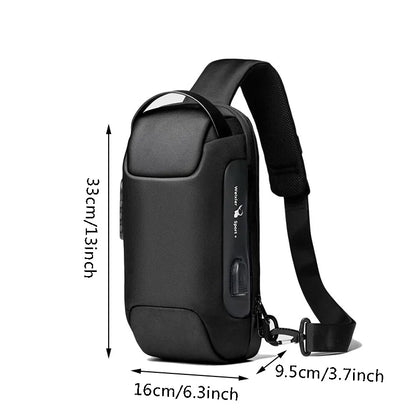 Men's USB Crossbody Bag Anti-theft Waterproof Oxford Multifunction Short Travel Shoulder Bag