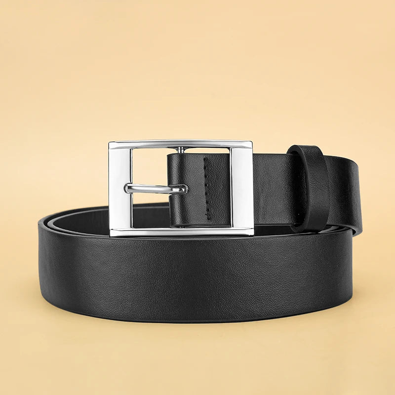 Cinturón de lujo para hombre, cinturón de cuero PU, hebilla de Metal