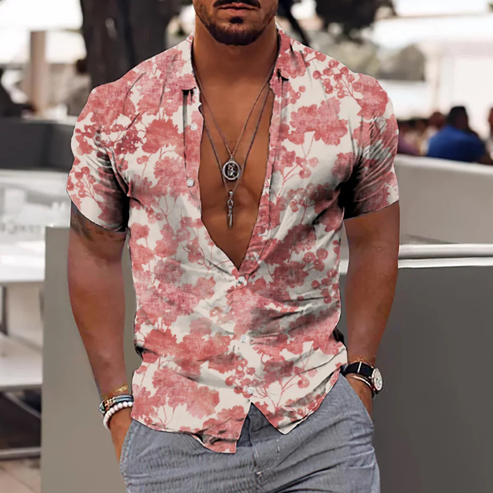 Chemises cocotiers pour hommes, chemises imprimées en 3D pour hommes, chemises de plage à manches courtes, chemisier tendance pour hommes, chemise 