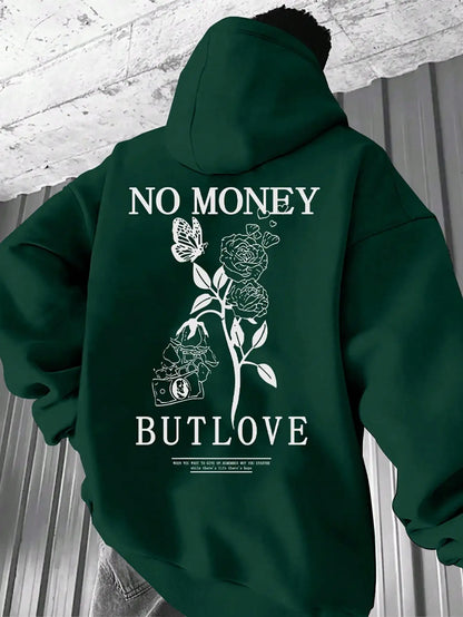 Chaqueta con capucha estilo pareja de primavera y otoño a la moda nueva sudadera holgada de lana con capucha con estampado de letras florales para hombre
