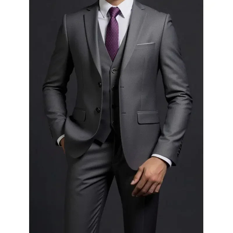 traje de boda informal de estilo británico de negocios de caballero a la moda para presentador de banquete de color sólido