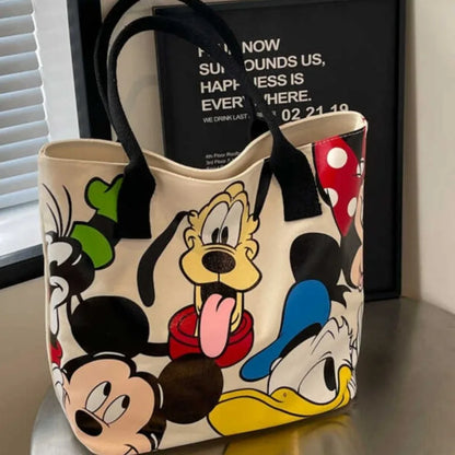 DisneyCartoon Mickey, bolso de lona versátil de gran capacidad a la moda, bolso de mano versátil e informal para mujer, bolso de clase para estudiantes