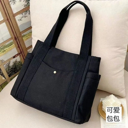 Sac fourre-tout en toile de grande capacité avec lettres unies, sac à main polyvalent pour le travail, les cours d'étudiant, sac de shopping pour femme