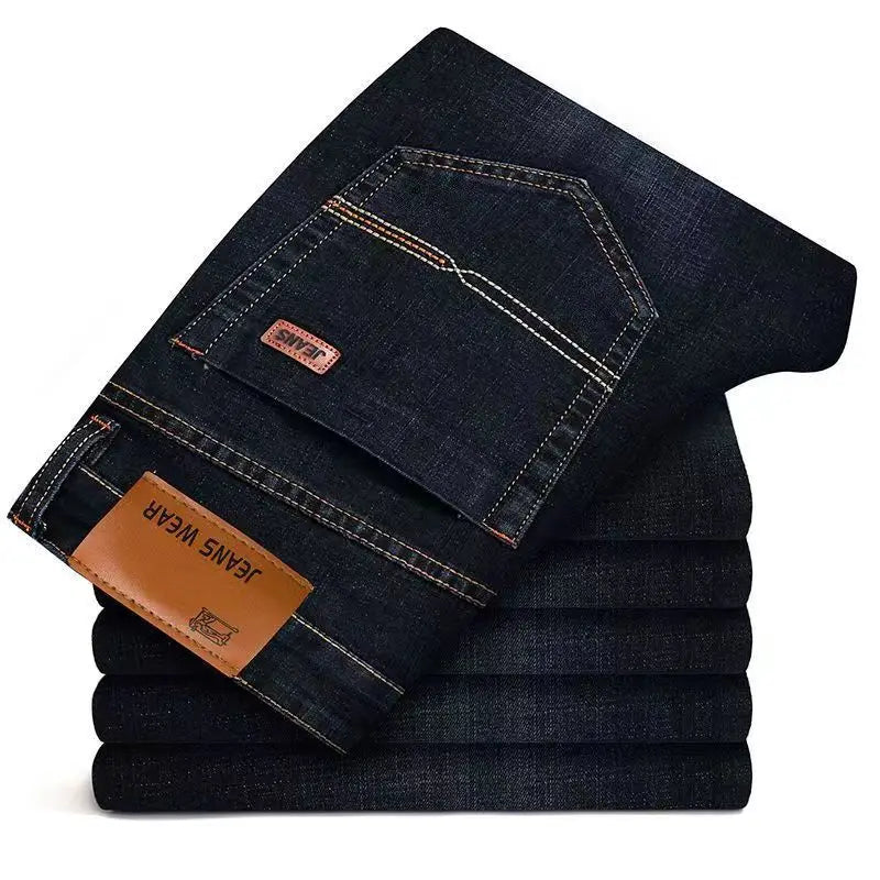 Pantalones vaqueros rectos informales, cómodos y suaves para hombre, de marca, ligeros, de lujo, ajustados y elásticos.