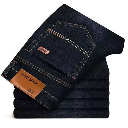 Pantalones vaqueros rectos informales, cómodos y suaves para hombre, de marca, ligeros, de lujo, ajustados y elásticos.