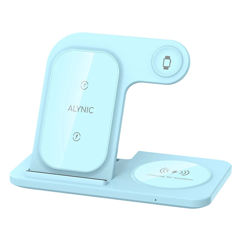 Cargador inalámbrico rápido LED de 30 W, estación de carga plegable 3 en 1 para iPhone 15, 14, 13, 12, 11, Apple Watch 9, 8, 7, 6, 5 y Airpods Pro