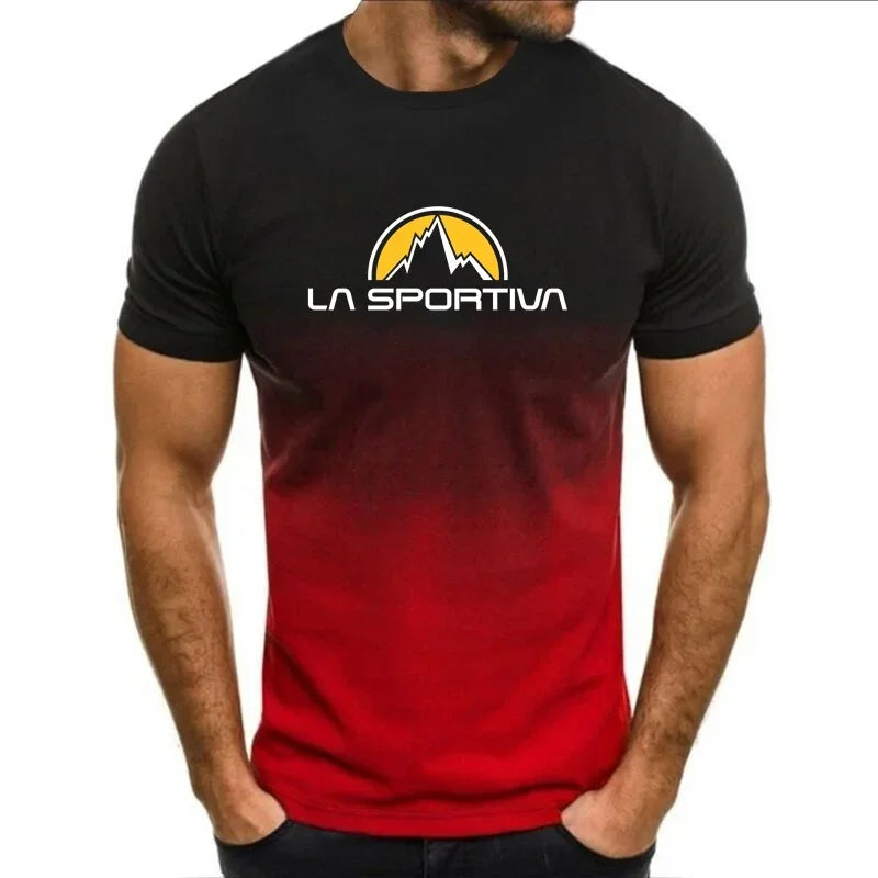 Camiseta deportiva de verano La Sportiva con estampado de letras para hombre, transpirable y cómoda, de cuello redondo, informal, de manga corta para correr