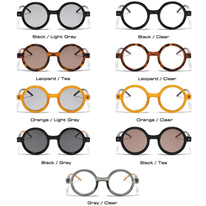 Popular Fashion Round Sunglasses Women Retro Double Color Clear Lens Glasses 