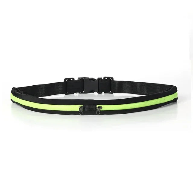 Riñonera ajustable para correr, doble bolsillo, impermeable, cinturón para teléfono, bolsa pequeña de nailon para viajar, ciclismo, senderismo, deporte, gimnasio